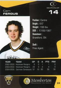 2005-06 Extreme Cape Breton Screaming Eagles (QMJHL) #24 Cam Fergus Back