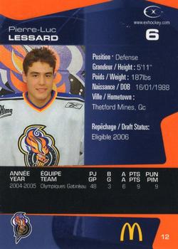 2005-06 Extreme Gatineau Olympiques (QMJHL) #12 Pierre-Luc Lessard Back