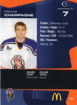 2005-06 Extreme Gatineau Olympiques (QMJHL) #18 Michel Champagne Back