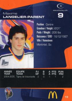 2005-06 Extreme Gatineau Olympiques (QMJHL) #19 Maxime Langelier-Parent Back