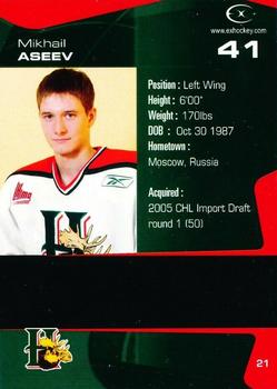 2005-06 Extreme Halifax Mooseheads (QMJHL) #21 Mikhail Aseyev Back