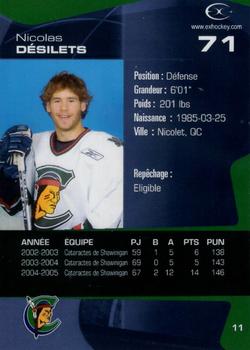 2005-06 Extreme Shawinigan Cataractes (QMJHL) #11 Nicolas Desilets Back