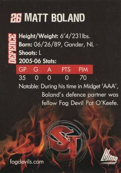 2005-06 St. John's Fog Devils (QMJHL) #5 Matt Boland Back