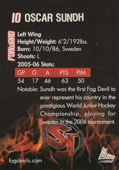 2005-06 St. John's Fog Devils (QMJHL) #22 Oscar Sundh Back