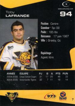 2005-06 Extreme Victoriaville Tigres (QMJHL) #7 Toby Lafrance Back