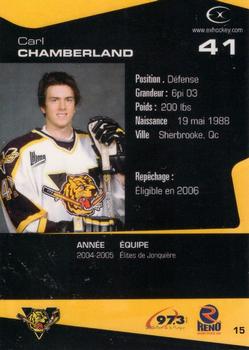 2005-06 Extreme Victoriaville Tigres (QMJHL) #15 Carl Chamberland Back