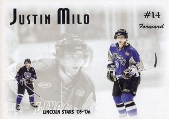 2005-06 Blueline Booster Club Lincoln Stars (USHL) Update #3-T Justin Milo Front
