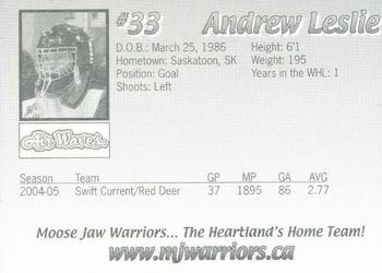 2005-06 Moose Jaw Warriors (WHL) #NNO Andrew Leslie Back