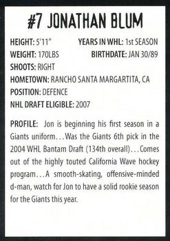 2005-06 Vancouver Giants (WHL) #NNO Jonathon Blum Back