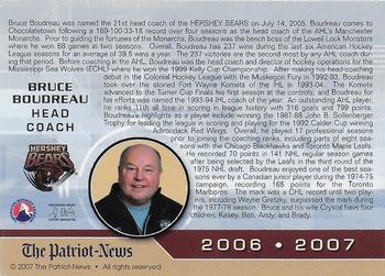 2006-07 Patriot-News Hershey Bears (AHL) #NNO Bruce Boudreau Back