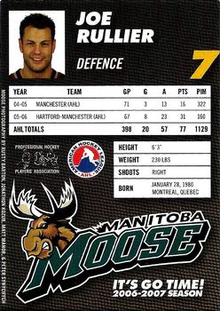 2006-07 Manitoba Moose (AHL) #NNO Joe Rullier Back