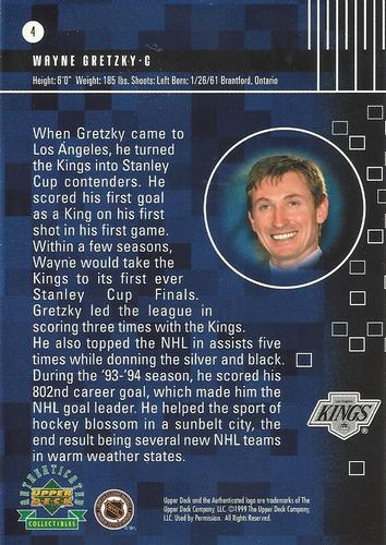 1999 Upper Deck Authenticated Wayne Gretzky Dynamics 3x5 #4 Wayne Gretzky Back