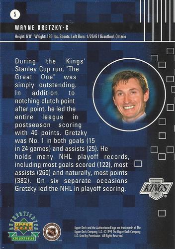 1999 Upper Deck Authenticated Wayne Gretzky Dynamics 3x5 #5 Wayne Gretzky Back