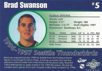 1996-97 Seattle Thunderbirds (WHL) #NNO Brad Swanson Back