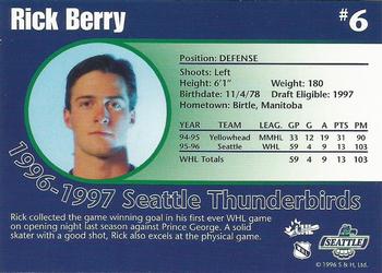 1996-97 Seattle Thunderbirds (WHL) #NNO Rick Berry Back