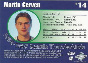 1996-97 Seattle Thunderbirds (WHL) #NNO Martin Cerven Back