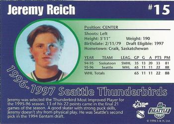 1996-97 Seattle Thunderbirds (WHL) #NNO Jeremy Reich Back