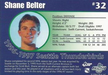 1996-97 Seattle Thunderbirds (WHL) #NNO Shane Belter Back