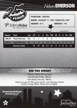 2006-07 Peoria Rivermen (AHL) 25 Greatest Rivermen #21 Nelson Emerson Back