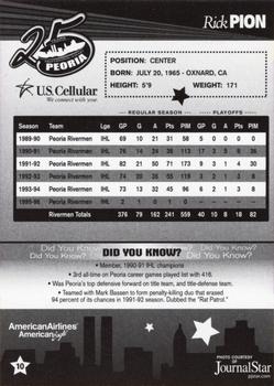 2006-07 Peoria Rivermen (AHL) 25 Greatest Rivermen #10 Rick Pion Back