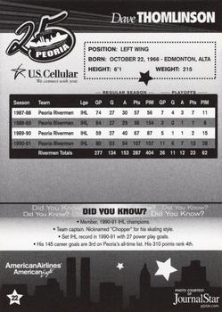 2006-07 Peoria Rivermen (AHL) 25 Greatest Rivermen #22 Dave Thomlinson Back