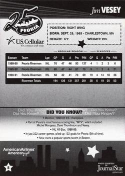 2006-07 Peoria Rivermen (AHL) 25 Greatest Rivermen #8 Jim Vesey Back