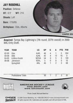 2006-07 Choice Springfield Falcons (AHL) #9 Jay Rosehill Back