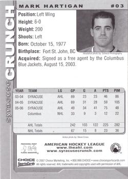 2006-07 Choice Syracuse Crunch (AHL) #03 Mark Hartigan Back