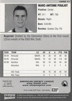 2006-07 Choice Wilkes-Barre/Scranton Penguins (AHL) #11 Marc-Antoine Pouliot Back