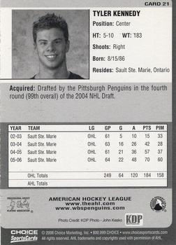 2006-07 Choice Wilkes-Barre/Scranton Penguins (AHL) #21 Tyler Kennedy Back