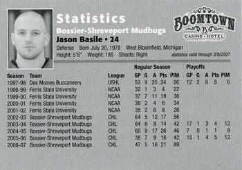 2006-07 Bossier-Shreveport Mudbugs (CHL) #NNO Jason Basile Back