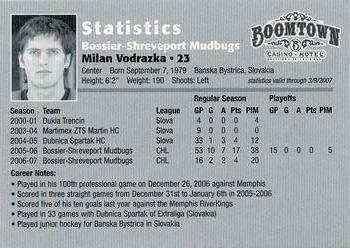 2006-07 Bossier-Shreveport Mudbugs (CHL) #NNO Milan Vodrazka Back