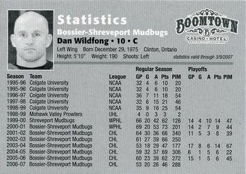 2006-07 Bossier-Shreveport Mudbugs (CHL) #NNO Dan Wildfong Back