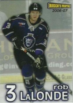 2006-07 Rieck's Printing Reading Royals (ECHL) #1 Rob LaLonde Front