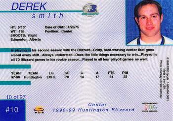 1998-99 EBK Huntington Blizzard (ECHL) #10 Derek Smith Back