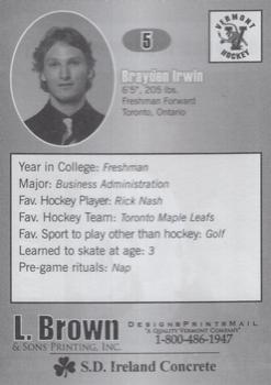 2006-07 L. Brown & Sons Vermont Catamounts (NCAA) #13 Brayden Irwin Back