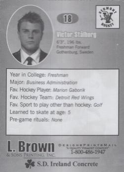 2006-07 L. Brown & Sons Vermont Catamounts (NCAA) #23 Viktor Stalberg Back