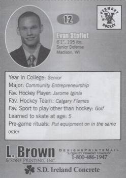 2006-07 L. Brown & Sons Vermont Catamounts (NCAA) #24 Evan Stoflet Back