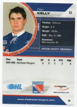 2006-07 Extreme Kitchener Rangers (OHL) #24 Dan Kelly Back