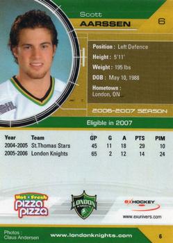 2006-07 Extreme London Knights (OHL) #6 Scott Aarssen Back