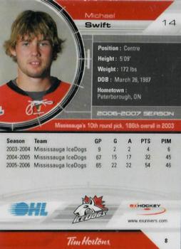 2006-07 Extreme Mississauga IceDogs (OHL) #8 Michael Swift Back