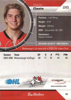 2006-07 Extreme Mississauga IceDogs (OHL) #14 Oskar Osala Back