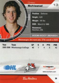 2006-07 Extreme Mississauga IceDogs (OHL) #20 Drew Schiestel Back