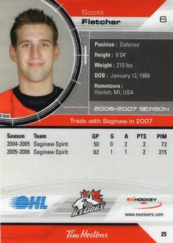 2006-07 Extreme Mississauga IceDogs (OHL) #25 Scott Fletcher Back