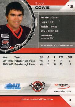 2006-07 Extreme Ottawa 67's (OHL) #2 Scott Cowie Back
