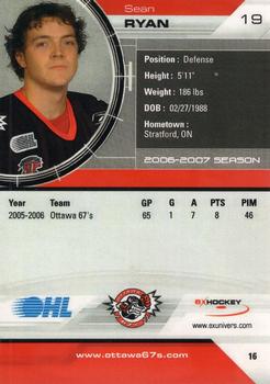 2006-07 Extreme Ottawa 67's (OHL) #16 Sean Ryan Back