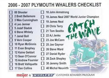 2006-07 Meijer Plymouth Whalers (OHL) #NNO Shooter Back
