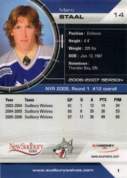2006-07 Extreme Sudbury Wolves (OHL) #1 Marc Staal Back