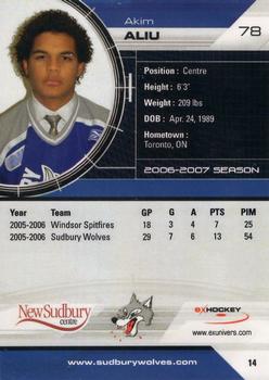2006-07 Extreme Sudbury Wolves (OHL) #14 Akim Aliu Back