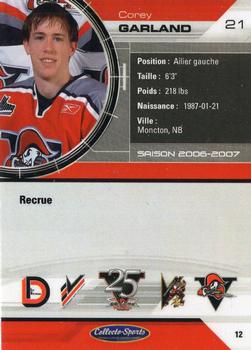 2006-07 Extreme Drummondville Voltigeurs (QMJHL) #12 Corey Garland Back